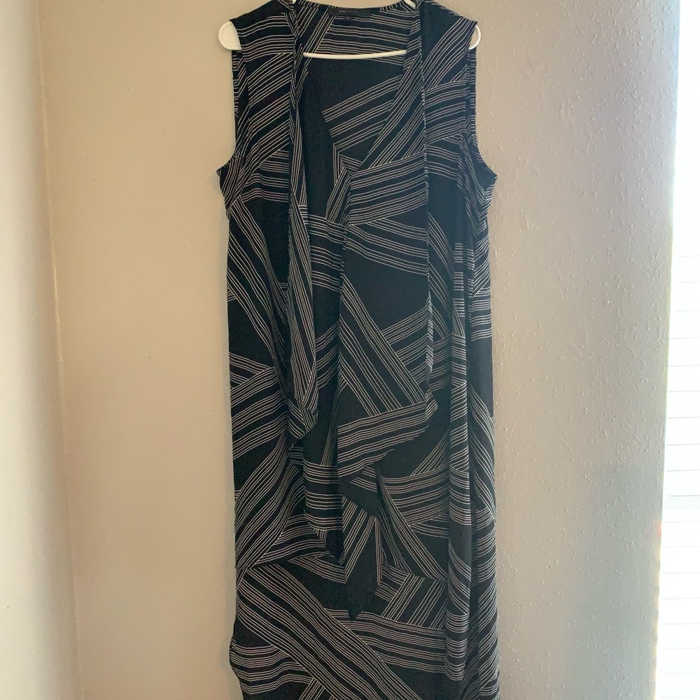 Elegant Black and White Striped Dress